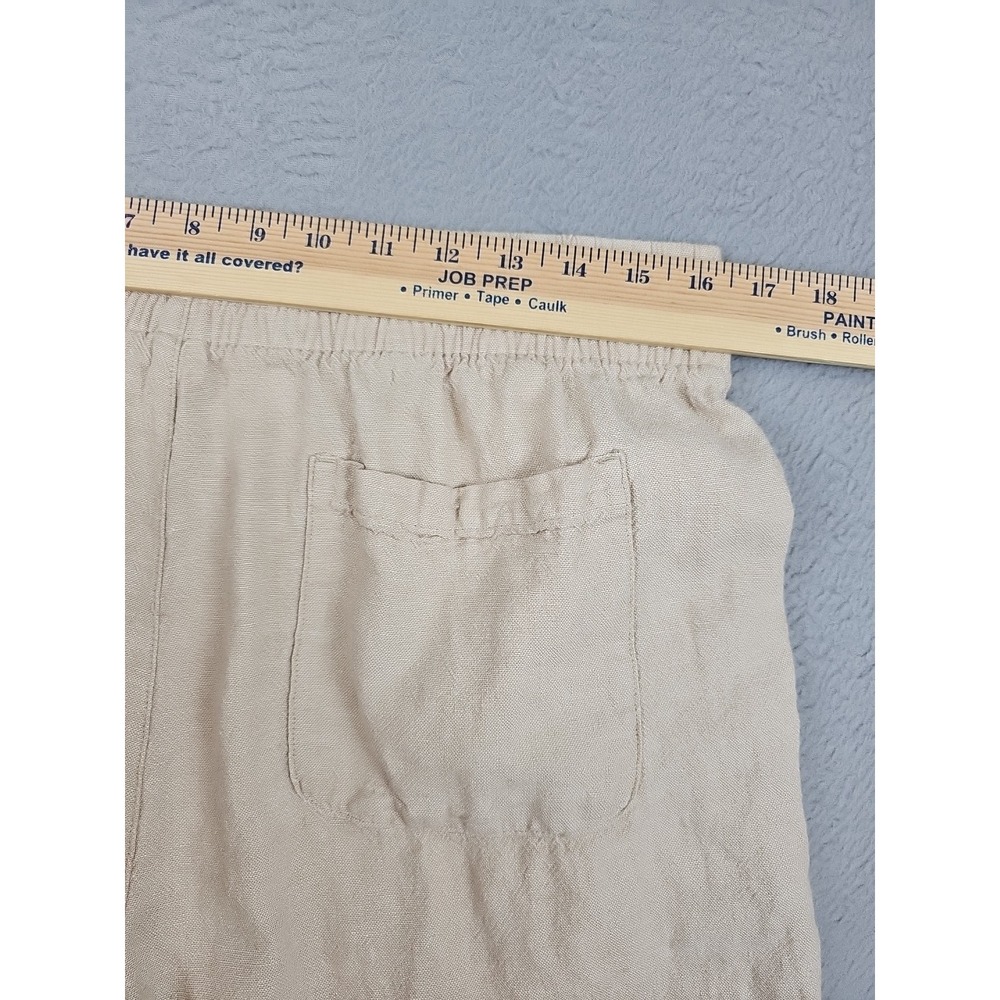 Old Navy High Rise Flax Linen Wide Leg Pants Large Tan Comfort Waistband Beach - Picture 9 of 10